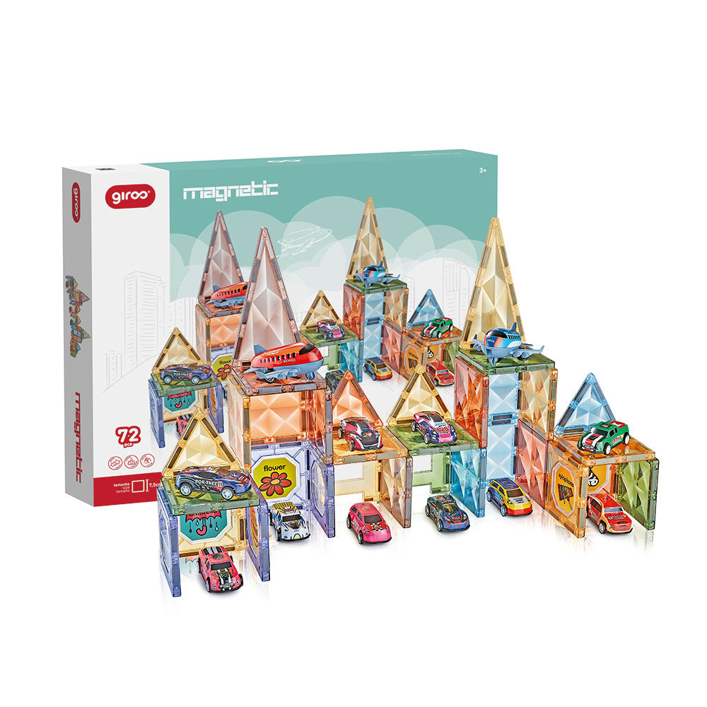 Jogo Magnético Veículos 72 pcs
