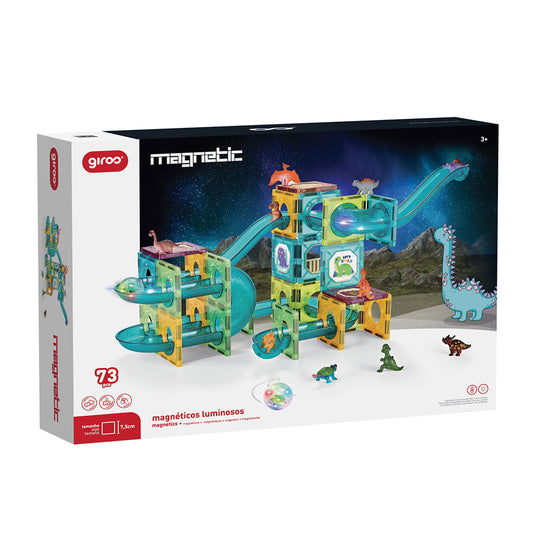 Jogo Magnético Luminoso Dino 73 Pcs