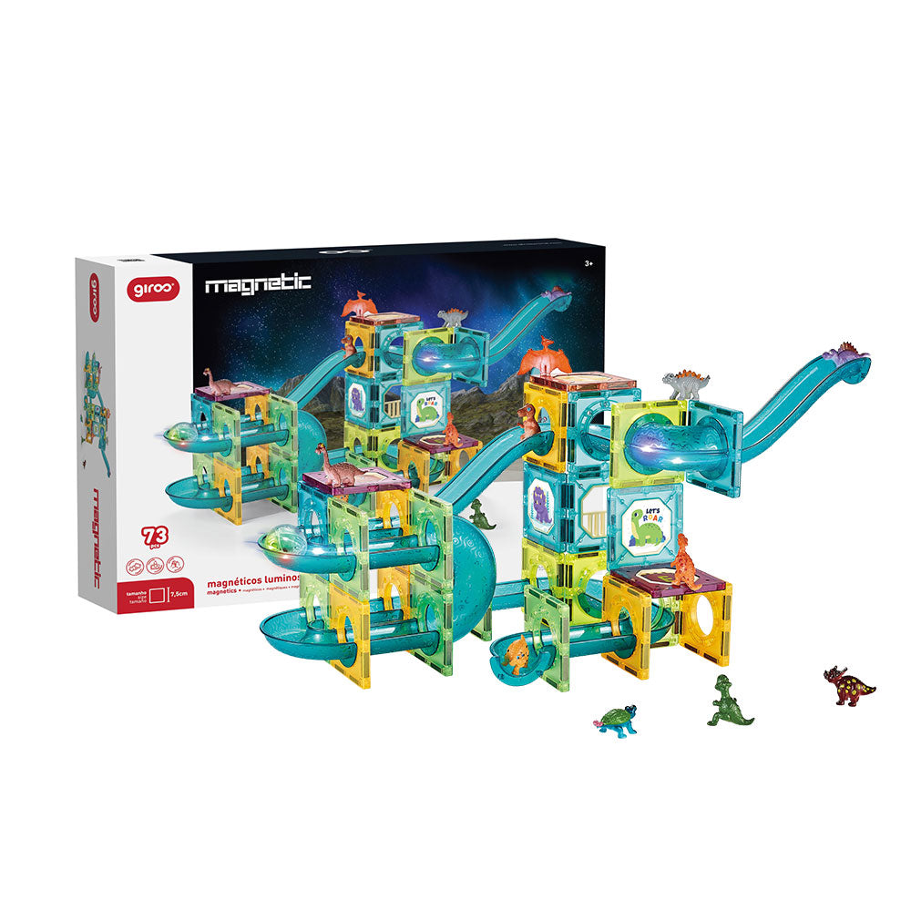 Jogo Magnético Luminoso Dino 73 Pcs