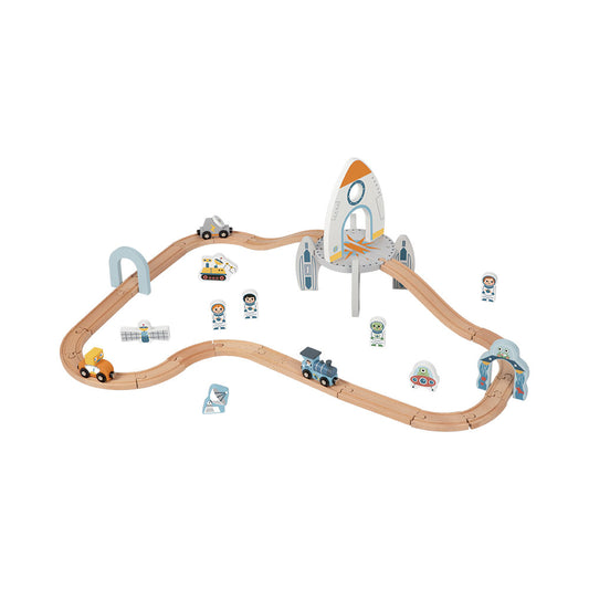 Pista Comboio Estação Espacial Madeira 35 pcs 3+
