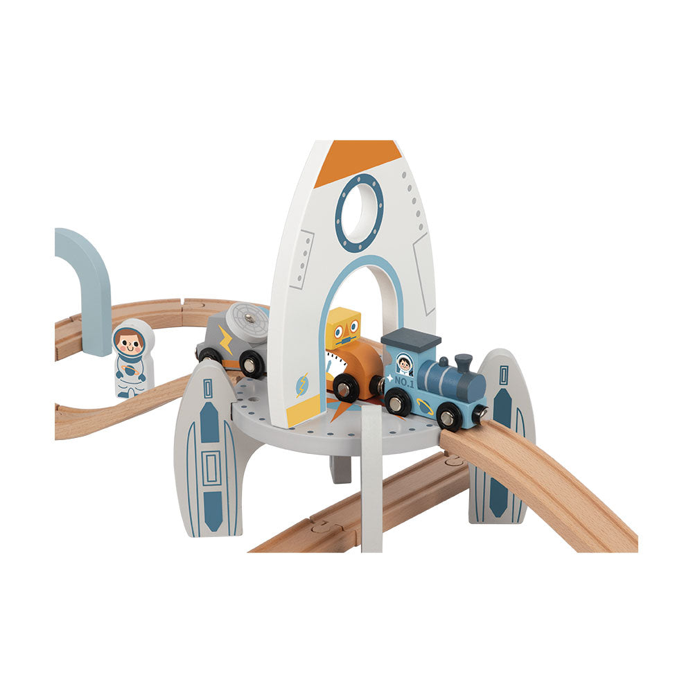 Pista Comboio Estação Espacial Madeira 35 pcs 3+